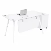 Birou Glassy cu blat din sticla si dulap lateral mobil - dimensiuni 1400*700*750 mm