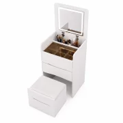 Set DIVA – Tocador compacto con espejo y espacio de almacenamiento, Blanco