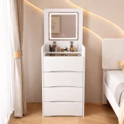 Set DIVA – Tocador compacto con espejo y espacio de almacenamiento, Blanco