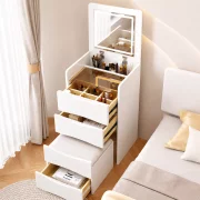 Set DIVA – Tocador compacto con espejo y espacio de almacenamiento, Blanco