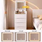 Set DIVA – Tocador compacto con espejo y espacio de almacenamiento, Blanco