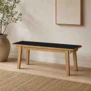 Banca cu structura din lemn de acacia,Black L160-l39-h42 cm