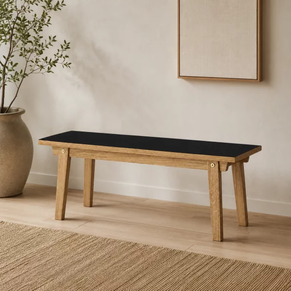 Banca cu structura din lemn de acacia,Black L160-l39-h42 cm