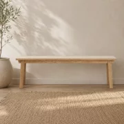 Banca cu structura din lemn de acacia,White L160-l39-h42 cm