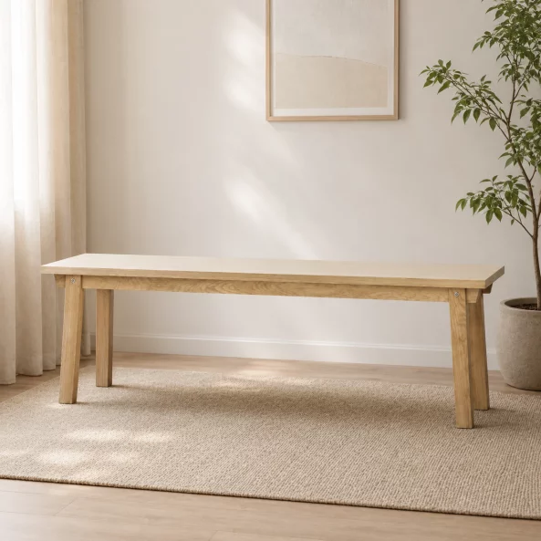 Banca cu structura din lemn de acacia,White L160-l39-h42 cm
