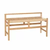 Banca din lemn de acacia cu sezut din snur de hartie, 100×41×55 cm