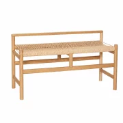 Banca din lemn de acacia cu sezut din snur de hartie, 100×41×55 cm