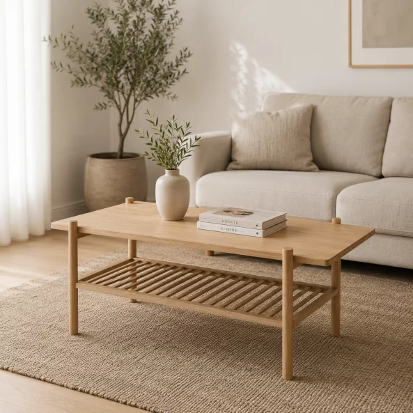 Masa de cafea din lemn, stil scandinav, 120x57x46 cm