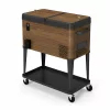 Frigider mobil cu roti 49.6L - 88 x 39 x 94 cm, rustic wood