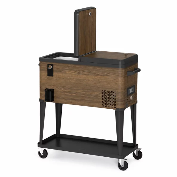 Frigider mobil cu roti 49.6L - 88 x 39 x 94 cm, rustic wood