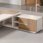 Birou managerial Noblesse – H1270 x l2000 x L2600 mm, cu Iluminare LED si corp lateral