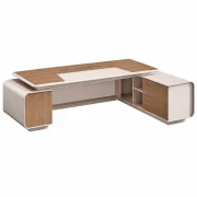 Birou managerial Noblesse – H1270 x l2000 x L2600 mm, cu Iluminare LED si corp lateral