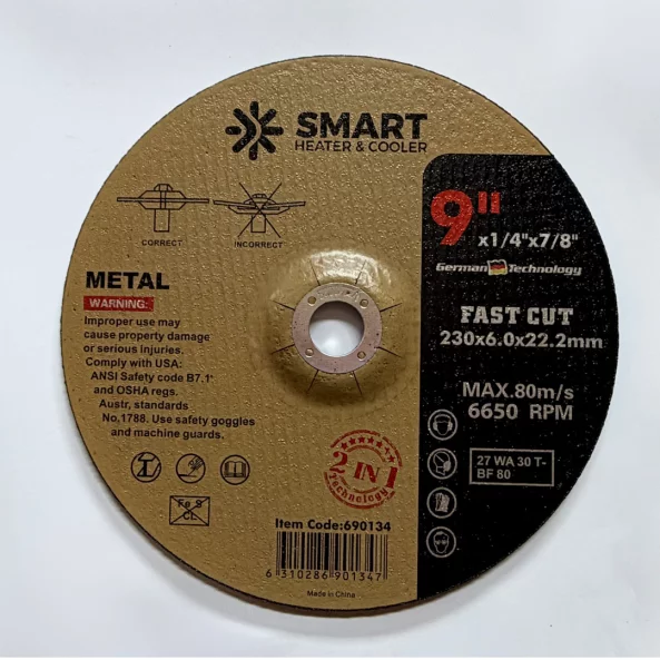 Disc Taiere Inox si Metal T27, 230mm x 6.0mm x 22.23mm – disc concav