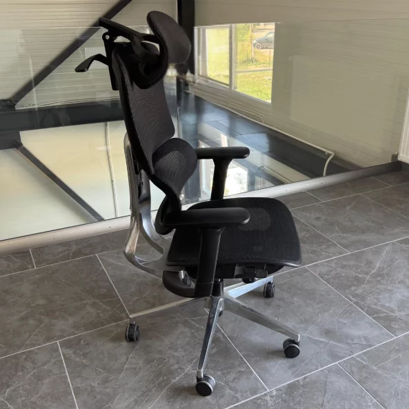 Scaun ergonomic Ergo Breeze, cu tetiera 4D și mecanism sincron - W720×D665×H1200-1260mm, black