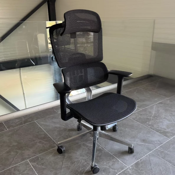 Scaun ergonomic Ergo Breeze, cu tetiera 4D și mecanism sincron - W720×D665×H1200-1260mm, black