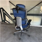 Scaun ergonomic Ergo Breeze, cu tetiera 4D și mecanism sincron - W720×D665×H1200-1260mm, blue