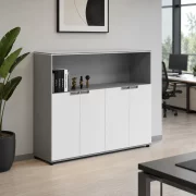 Corp mobilă birou cu 4 usi  / comodă cu 4 usi si spatiu de bibliotecă ,design modern și elegant ,calitate premium , dimensiuni 1600*400*1200