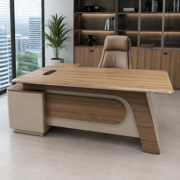 Birou managerial Nobless B1616C – H750 x l1600 x L1600mm, cu corp lateral