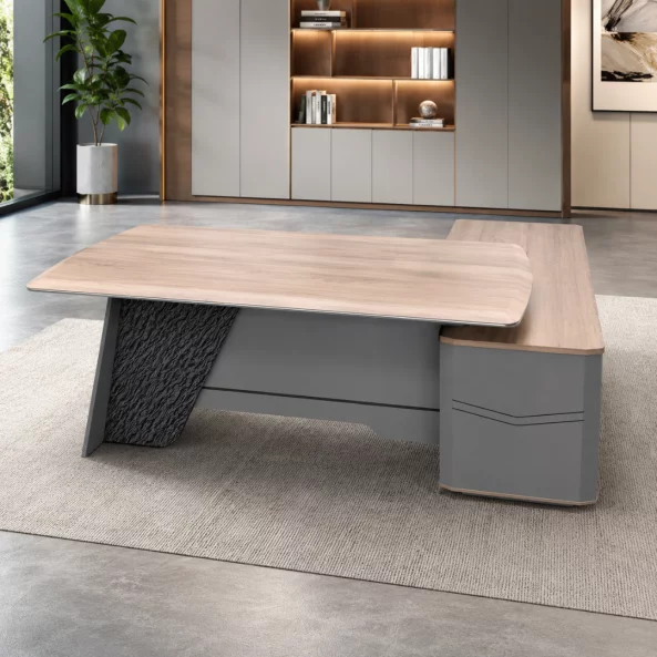 Birou managerial Portofino B2016A cu dulap lateral, H750 x L2000 x l1600 mm