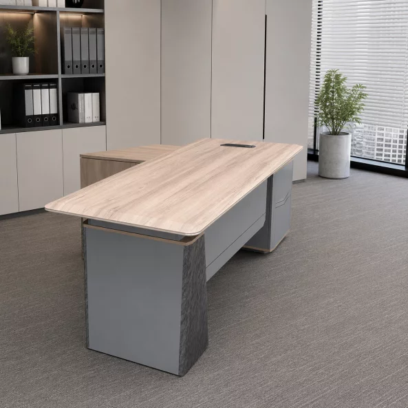 Birou managerial Portofino cu dulap lateral, 1800x1600mm