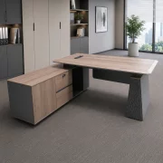 Birou managerial Portofino cu dulap lateral, 1800x1600mm