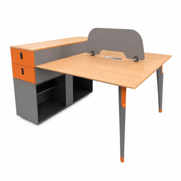 Birou operational Monarch F1612C,  cu sertare fixe si 2 locuri - H1100 x L1600 x l1230 mm