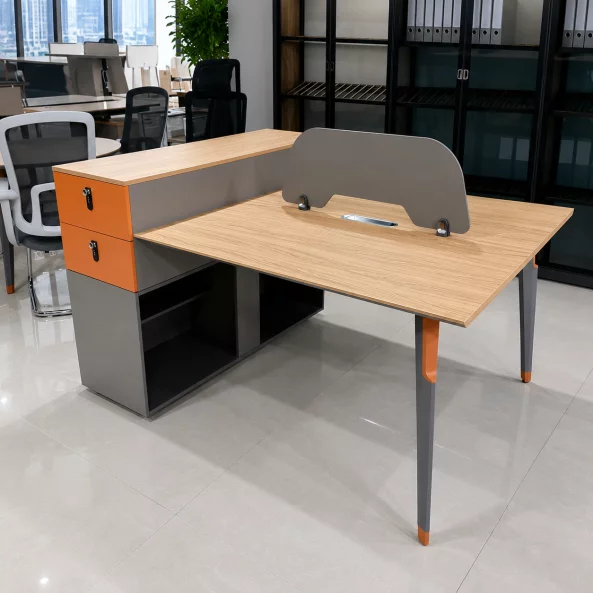 Birou operational Monarch F1612C,  cu sertare fixe si 2 locuri - H1100 x L1600 x l1230 mm