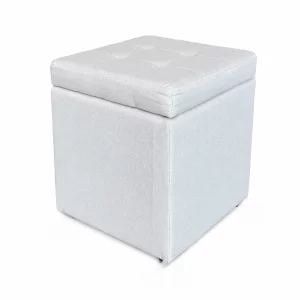 Taburet cu spațiu de depozitare, 30x30x35cm, Crem – Design modern din material textil și burete