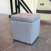 Tárolós puff, 30x30x35 cm, szürke színben – Modern design textil anyagból és szivacsból