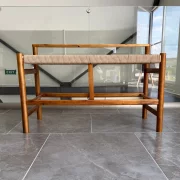 Set 2 banci din lemn de acacia cu sezut din snur de hartie, 100×41×65 cm