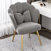 Silla PEARL - diseño curvo, tapizada en textil, patas de hierro, gris