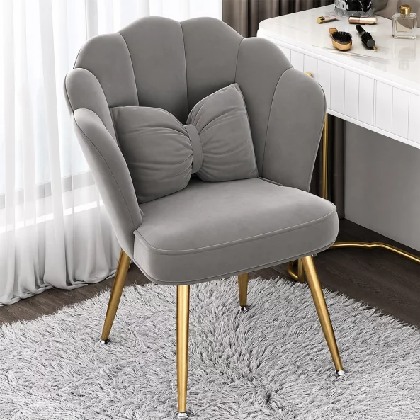 Silla PEARL - diseño curvo, tapizada en textil, patas de hierro, gris