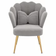 Silla PEARL - diseño curvo, tapizada en textil, patas de hierro, gris