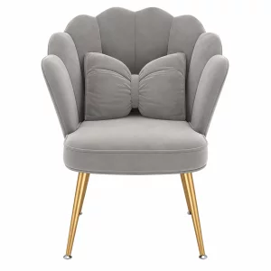 Silla PEARL - diseño curvo, tapizada en textil, patas de hierro, gris