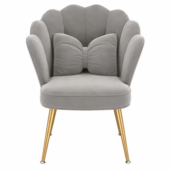 Silla PEARL - diseño curvo, tapizada en textil, patas de hierro, gris