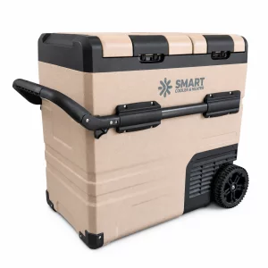 Frigider auto cu compresor smart cooler, cu bluetooth, roți si zona dubla de racire, capacitate 55L, taxa verde inclusa