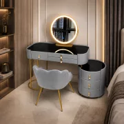 Комплект BELLA &amp; PEARL - тоалетка за грим 80x40x120 и стол, сиво