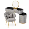 Комплект BELLA &amp; PEARL - тоалетка за грим 80x40x120 и стол, сиво