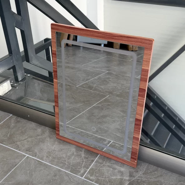 Oglinda LED  pentru masuta de machiaj CRYSTAL -  Walnut