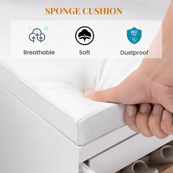 Dulap pentru pantofi cu bancă – Design modern și elegant, 100x34x50 cm, culoare albă, soluție practică pentru organizare