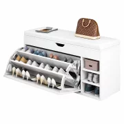 Dulap pentru pantofi cu bancă – Design modern și elegant, 100x34x50 cm, culoare albă, soluție practică pentru organizare