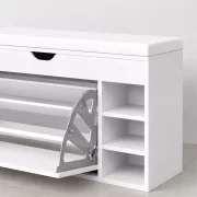 Dulap pentru pantofi cu bancă – Design modern și elegant, 100x34x50 cm, culoare albă, soluție practică pentru organizare