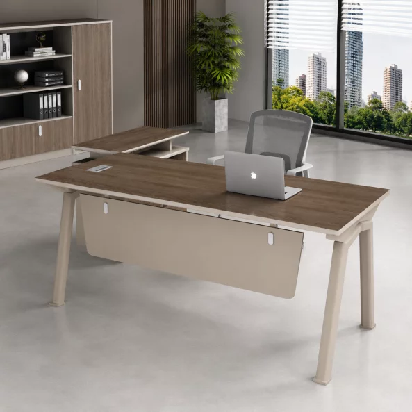 Set Evo Space &amp; LineaPro - Birou cu dulap lateral mobil si Scaun de birou ergonomic cu spatar din plasa