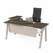 Conjunto Evo Space &amp; Prestige – Escritorio con armario lateral móvil y silla de oficina ergonómica, ajustable de cuero ecológico negro