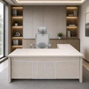Set Valente &amp; Calvena - Birou directorial cu dulap lateral mobil si Scaun de birou ergonomic cu functie de înclinare