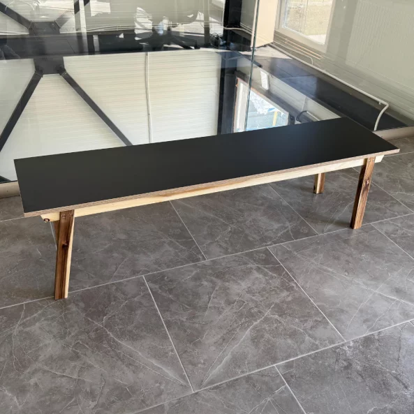 Banco con estructura de madera de acacia, Black, 160 × 39 × 42 cm