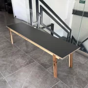 Banco con estructura de madera de acacia, Black, 160 × 39 × 42 cm