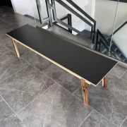 Banco con estructura de madera de acacia, Black, 160 × 39 × 42 cm