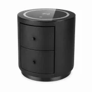 Mesita de noche inteligente con carga inalámbrica de 15W, iluminación LED de 3 colores y 2 cajones de almacenamiento