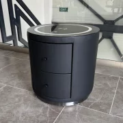 Mesita de noche inteligente con carga inalámbrica de 15W, iluminación LED de 3 colores y 2 cajones de almacenamiento